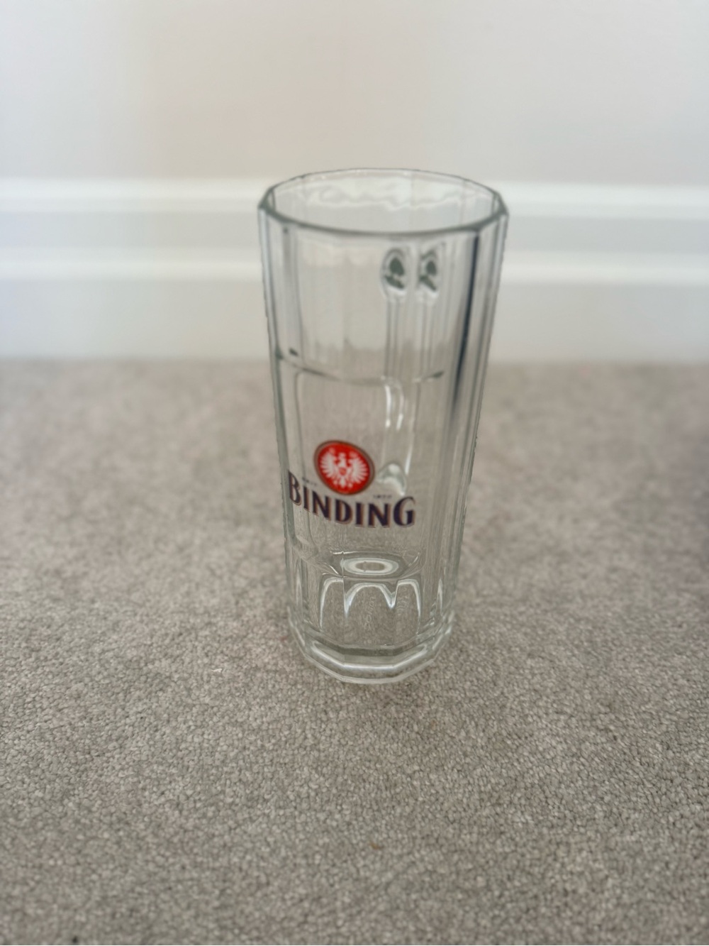 Binding Beer Glass - Clear Glass with Red Logo